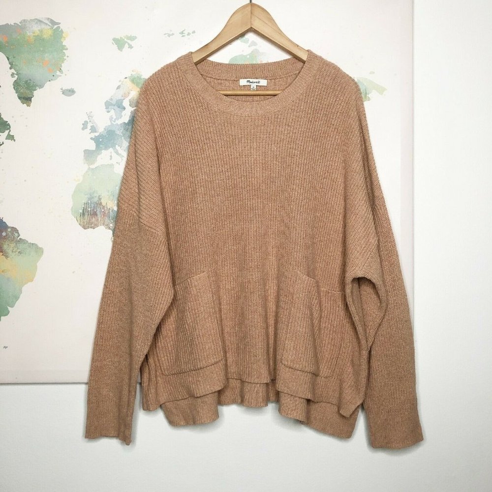 Madewell Patch Pocket Pullover Sweater Rose Boxy